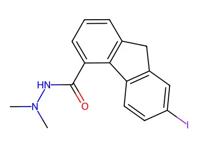 7-iodo-N',N'-dimethyl-9H-fluorene-4-carbohydrazide structure