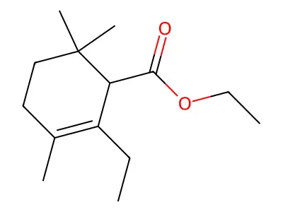 Ethyl 2-ethyl-3,4,4-trimethylcyclohexene-1-carboxylate structure