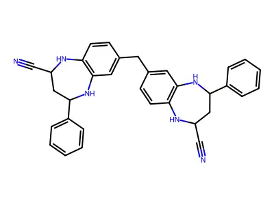 1H-1,5-Benzodiazepine-2-carbonitrile, 7,7'-methylenebis(2,3,4,5-tetrahydro-4-phenyl)- structure