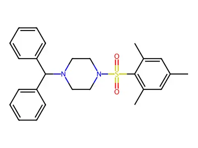 1-(Diphenylmethyl)-4-[(2,4,6-trimethylphenyl)sulfonyl]piperazine structure