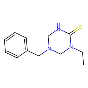 5-Benzyl-1-ethyl-1,3,5-triazinane-2-thione structure