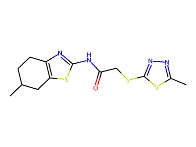 N-(6-methyl-4,5,6,7-tetrahydro-1,3-benzothiazol-2-yl)-2-[(5-methyl-1,3,4-thiadiazol-2-yl)sulfanyl]acetamide structure