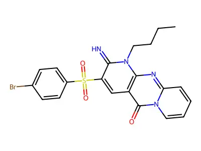 3-[(4-bromophenyl)sulfonyl]-1-butyl-2-imino-1,2-dihydro-5H-dipyrido[1,2-a:2',3'-d]pyrimidin-5-one structure