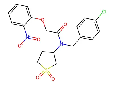 N-[(4-chlorophenyl)methyl]-N-(1,1-dioxothiolan-3-yl)-2-(2-nitrophenoxy)acetamide structure