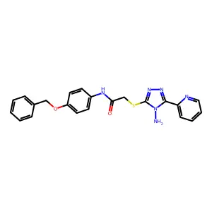 2-(4-amino-5-(2-pyridyl)(1,2,4-triazol-3-ylthio))-N-[4-(phenylmethoxy)phenyl]a cetamide structure