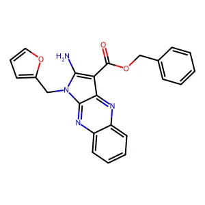 benzyl 2-amino-1-(furan-2-ylmethyl)-1H-pyrrolo[2,3-b]quinoxaline-3-carboxylate structure