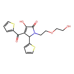 4-hydroxy-1-[2-(2-hydroxyethoxy)ethyl]-3-(thiophene-2-carbonyl)-2-thiophen-2-yl-2H-pyrrol-5-one structure
