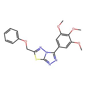 6-(phenoxymethyl)-3-(3,4,5-trimethoxyphenyl)-[1,2,4]triazolo[3,4-b][1,3,4]thiadiazole structure