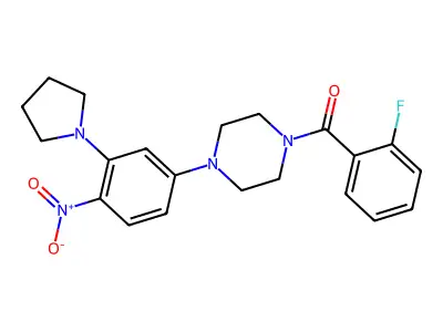 (2-Fluorophenyl)-[4-(4-nitro-3-pyrrolidin-1-ylphenyl)piperazin-1-yl]methanone structure