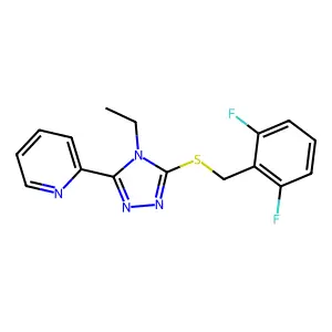 3-[(2,6-Difluorophenyl)methylthio]-4-ethyl-5-(2-pyridyl)-1,2,4-triazole structure