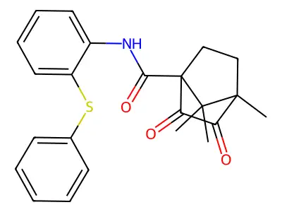 4,7,7-trimethyl-2,3-dioxo-N-[2-(phenylsulfanyl)phenyl]bicyclo[2.2.1]heptane-1-carboxamide structure