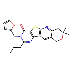3-(furan-2-ylmethyl)-8,8-dimethyl-2-propyl-7,8-dihydro-3H-pyrano[3'',4'':5',6']pyrido[3',2':4,5]thieno[3,2-d]pyrimidin-4(10H)-one structure