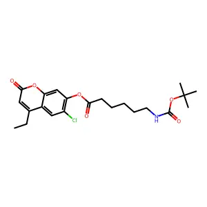 6-chloro-4-ethyl-2-oxo-2H-chromen-7-yl 6-[(tert-butoxycarbonyl)amino]hexanoate structure