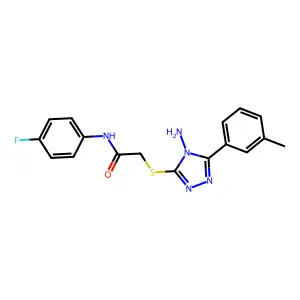 2-((4-amino-5-(m-tolyl)-4H-1,2,4-triazol-3-yl)thio)-N-(4-fluorophenyl)acetamide structure