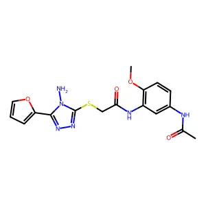 N-[5-(acetylamino)-2-methoxyphenyl]-2-{[4-amino-5-(furan-2-yl)-4H-1,2,4-triazol-3-yl]sulfanyl}acetamide structure