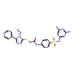 N-{4-[(2,6-dimethylpyrimidin-4-yl)sulfamoyl]phenyl}-2-{[4-ethyl-5-(pyridin-4-yl)-4H-1,2,4-triazol-3-yl]sulfanyl}acetamide structure