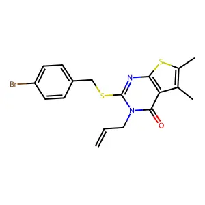 2-[(4-bromobenzyl)sulfanyl]-5,6-dimethyl-3-(prop-2-en-1-yl)thieno[2,3-d]pyrimidin-4(3H)-one structure