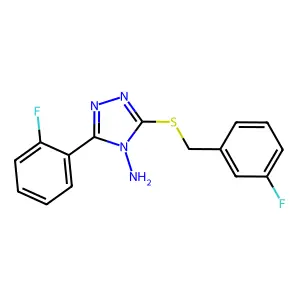 3-(2-Fluorophenyl)-5-[(3-fluorophenyl)methylthio]-1,2,4-triazole-4-ylamine structure