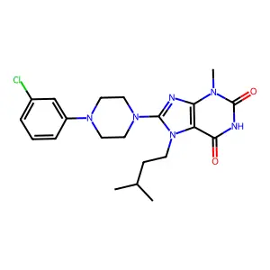 8-[4-(3-Chlorophenyl)piperazin-1-yl]-3-methyl-7-(3-methylbutyl)purine-2,6-dione structure