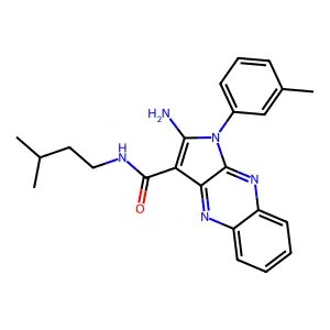 2-amino-N-(3-methylbutyl)-1-(3-methylphenyl)pyrrolo[3,2-b]quinoxaline-3-carboxamide structure