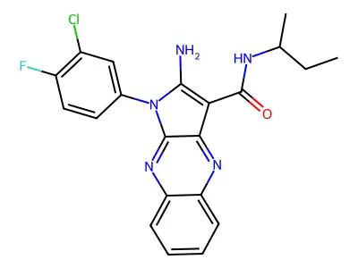 2-amino-N-(sec-butyl)-1-(3-chloro-4-fluorophenyl)-1H-pyrrolo[2,3-b]quinoxaline-3-carboxamide structure