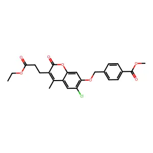 methyl 4-({[6-chloro-3-(3-ethoxy-3-oxopropyl)-4-methyl-2-oxo-2H-chromen-7-yl]oxy}methyl)benzoate structure