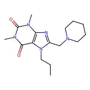 1,3-dimethyl-8-(piperidin-1-ylmethyl)-7-propyl-1H-purine-2,6(3H,7H)-dione structure
