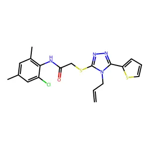 N-(2-chloro-4,6-dimethylphenyl)-2-{[4-(prop-2-en-1-yl)-5-(thiophen-2-yl)-4H-1,2,4-triazol-3-yl]sulfanyl}acetamide structure