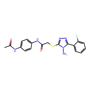 N-[4-(acetylamino)phenyl]-2-[4-amino-5-(2-fluorophenyl)(1,2,4-triazol-3-ylthio)]acetamide structure