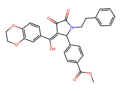 methyl 4-[3-(2,3-dihydro-1,4-benzodioxine-6-carbonyl)-4-hydroxy-5-oxo-1-(2-phenylethyl)-2,5-dihydro-1H-pyrrol-2-yl]benzoate structure