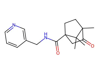 4,7,7-trimethyl-3-oxo-N-(pyridin-3-ylmethyl)bicyclo[2.2.1]heptane-1-carboxamide structure