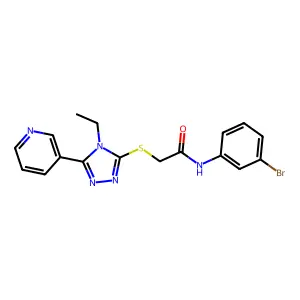 N-(3-BR-PH)-2-((4-Ethyl-5-(3-pyridinyl)-4H-1,2,4-triazol-3-YL)thio)acetamide structure
