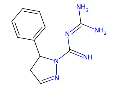 N-[amino(imino)methyl]-5-phenyl-4,5-dihydro-1H-pyrazole-1-carboximidamide structure