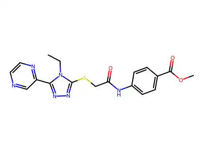 ME 4-((((4-ET-5-(2-Pyrazinyl)-4H-1,2,4-triazol-3-YL)thio)acetyl)amino)benzoate structure