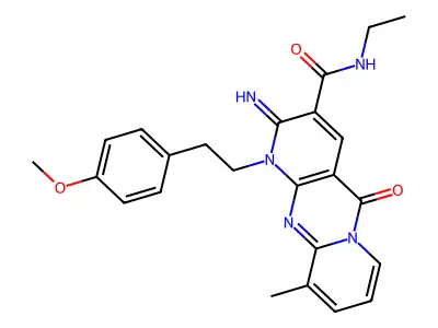 N-ethyl-2-imino-1-[2-(4-methoxyphenyl)ethyl]-10-methyl-5-oxo-1,5-dihydro-2H-dipyrido[1,2-a:2',3'-d]pyrimidine-3-carboxamide structure
