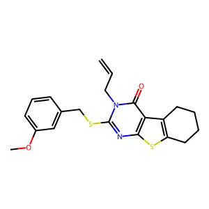 3-allyl-2-[(3-methoxybenzyl)sulfanyl]-5,6,7,8-tetrahydro[1]benzothieno[2,3-d]pyrimidin-4(3H)-one structure
