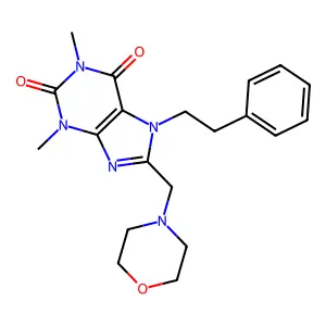 1,3-Dimethyl-8-morpholin-4-ylmethyl-7-phenethyl-3,7-dihydro-purine-2,6-dione structure