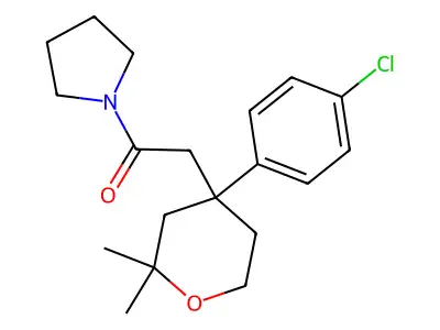 2-[4-(4-Chlorophenyl)-2,2-dimethyloxan-4-yl]-1-pyrrolidin-1-ylethanone structure