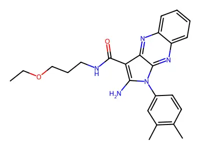 2-amino-1-(3,4-dimethylphenyl)-N-(3-ethoxypropyl)-1H-pyrrolo[2,3-b]quinoxaline-3-carboxamide structure