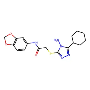 2-((4-amino-5-cyclohexyl-4H-1,2,4-triazol-3-yl)thio)-N-(benzo[d][1,3]dioxol-5-yl)acetamide structure