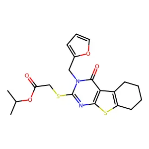 propan-2-yl {[3-(furan-2-ylmethyl)-4-oxo-3,4,5,6,7,8-hexahydro[1]benzothieno[2,3-d]pyrimidin-2-yl]sulfanyl}acetate structure