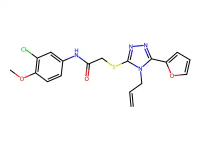 N-(3-chloro-4-methoxyphenyl)-2-{[5-(furan-2-yl)-4-(prop-2-en-1-yl)-4H-1,2,4-triazol-3-yl]sulfanyl}acetamide structure