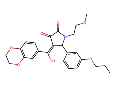 4-(2,3-dihydro-1,4-benzodioxine-6-carbonyl)-3-hydroxy-1-(2-methoxyethyl)-5-(3-propoxyphenyl)-2,5-dihydro-1H-pyrrol-2-one structure