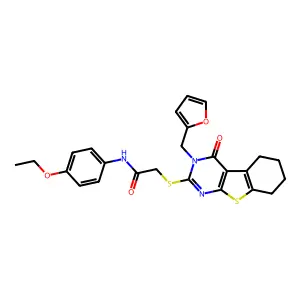 N-(4-ethoxyphenyl)-2-{[3-(furan-2-ylmethyl)-4-oxo-3,4,5,6,7,8-hexahydro[1]benzothieno[2,3-d]pyrimidin-2-yl]sulfanyl}acetamide structure