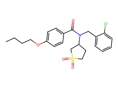 4-butoxy-N-(2-chlorobenzyl)-N-(1,1-dioxidotetrahydrothiophen-3-yl)benzamide structure