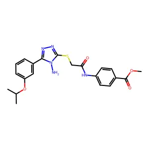 methyl 4-{[({4-amino-5-[3-(propan-2-yloxy)phenyl]-4H-1,2,4-triazol-3-yl}sulfanyl)acetyl]amino}benzoate structure