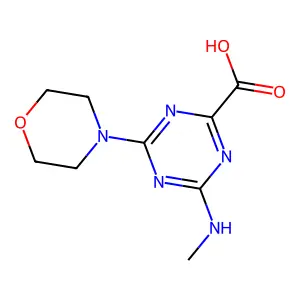 4-Methylamino-6-morpholin-4-yl-[1,3,5]triazine-2-carboxylic acid structure
