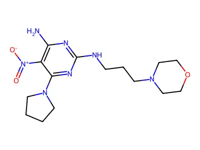 N~2~-[3-(morpholin-4-yl)propyl]-5-nitro-6-(pyrrolidin-1-yl)pyrimidine-2,4-diamine structure