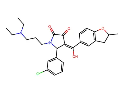 5-(3-chlorophenyl)-1-[3-(diethylamino)propyl]-3-hydroxy-4-(2-methyl-2,3-dihydro-1-benzofuran-5-carbonyl)-2,5-dihydro-1H-pyrrol-2-one structure