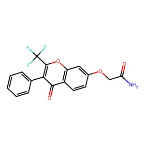 2-((4-oxo-3-phenyl-2-(trifluoromethyl)-4H-chromen-7-yl)oxy)acetamide structure